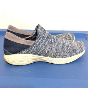 You by Skechers Walking Shoe Heather Blue Slip On Size 8